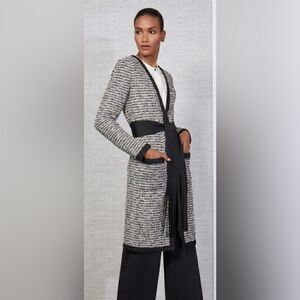 Belldini Large Black Combo Open-Front Belted
Duster Cardigan Boucle Knit Size M